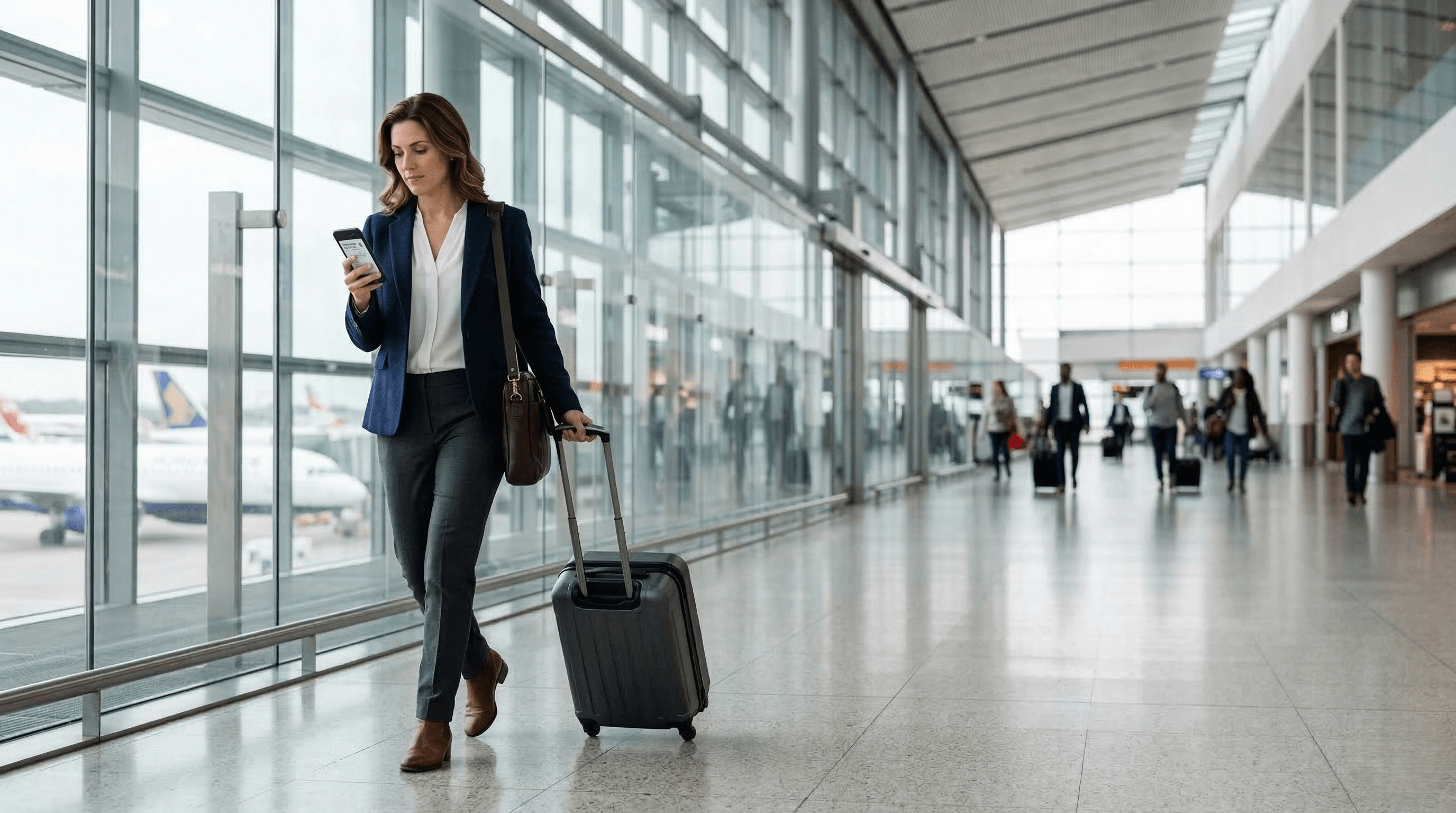 Corporate traveller at airport terminal